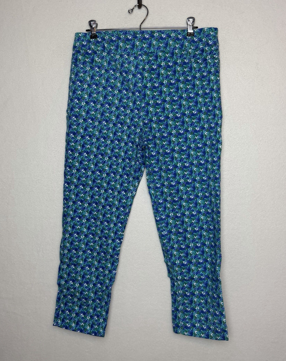 Soft Surroundings Blue Floral Pull On Capri Pants Women's Size Large